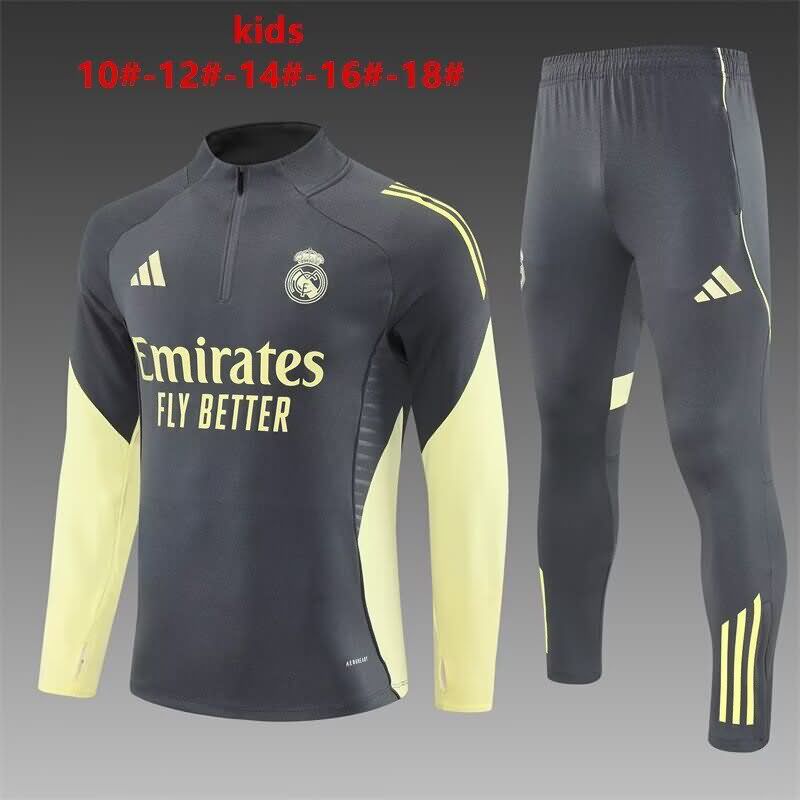Kids - Thailand Quality(AAA) 24/25 Real Madrid Grey Soccer Tracksuit 04