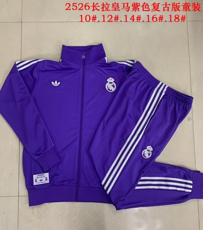 Kids - Thailand Quality(AAA) 24/25 Real Madrid Purples Soccer Tracksuit 02