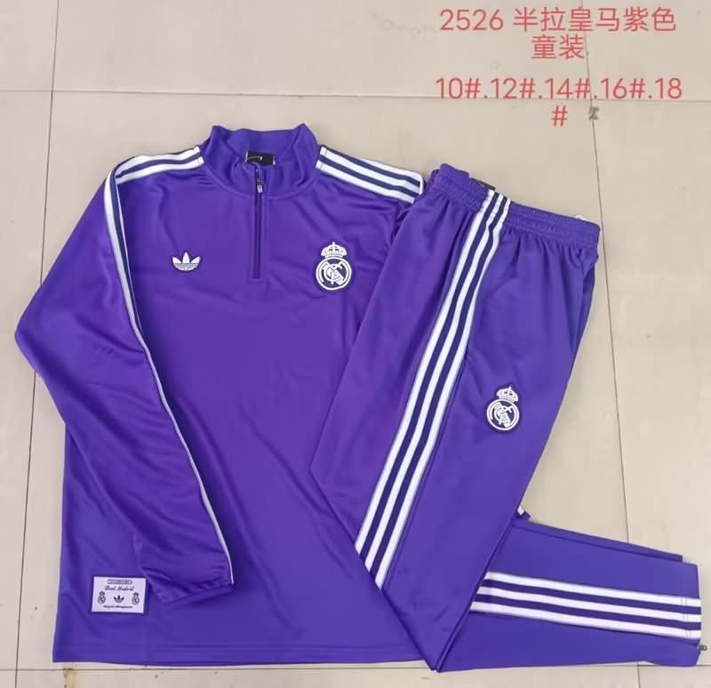 Kids - Thailand Quality(AAA) 24/25 Real Madrid Purples Soccer Tracksuit 03