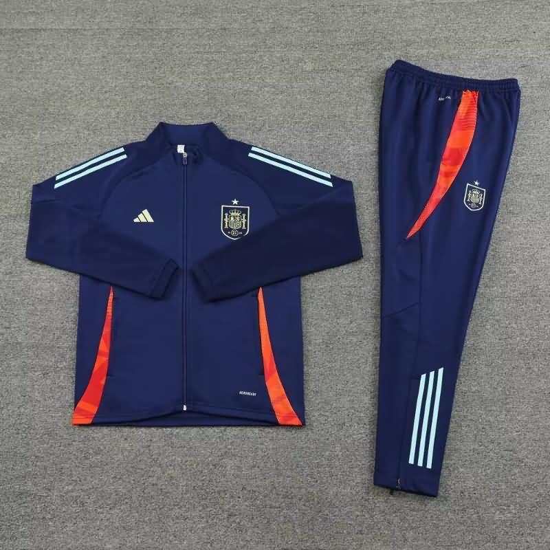 Thailand Quality(AAA) 2024 Spain Dark Blue Soccer Tracksuit