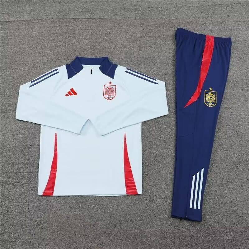 Thailand Quality(AAA) 2024 Spain Light Blue Soccer Tracksuit