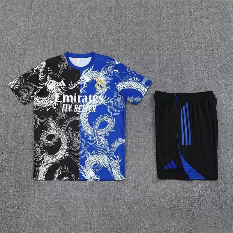 Thailand Quality(AAA) 24/25 Real Madrid Black Blue Soccer Training Sets