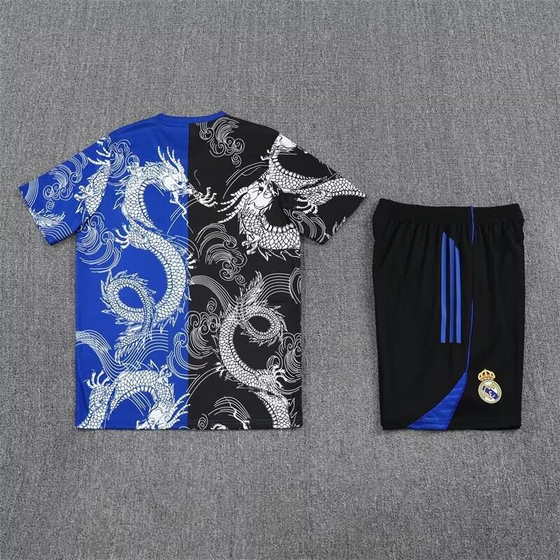 Thailand Quality(AAA) 24/25 Real Madrid Black Blue Soccer Training Sets