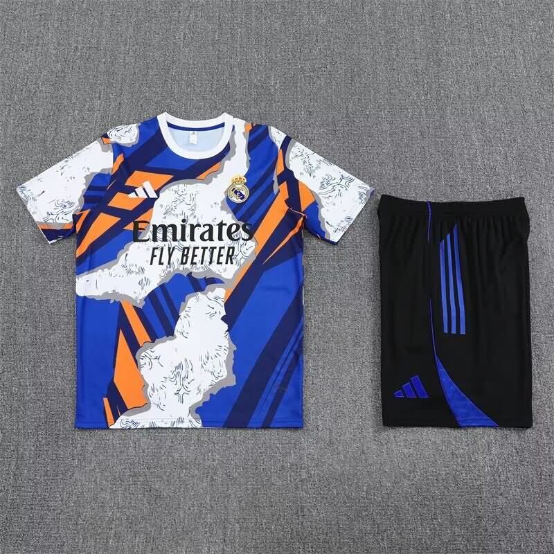 Thailand Quality(AAA) 24/25 Real Madrid White Blue Soccer Training Sets