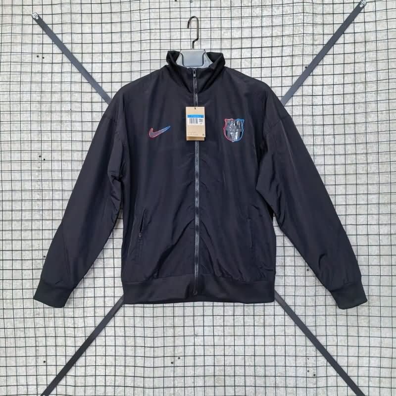 Thailand Quality(AAA) 24/25 Barcelona Black Soccer Windbreaker