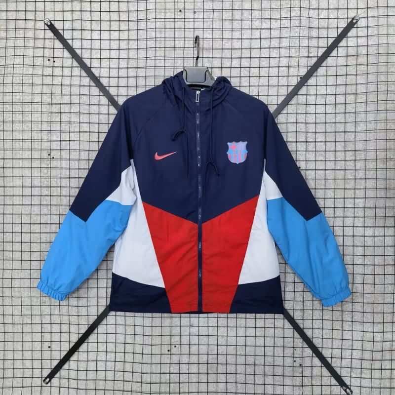 Thailand Quality(AAA) 24/25 Barcelona Dark Blue Soccer Windbreaker 03