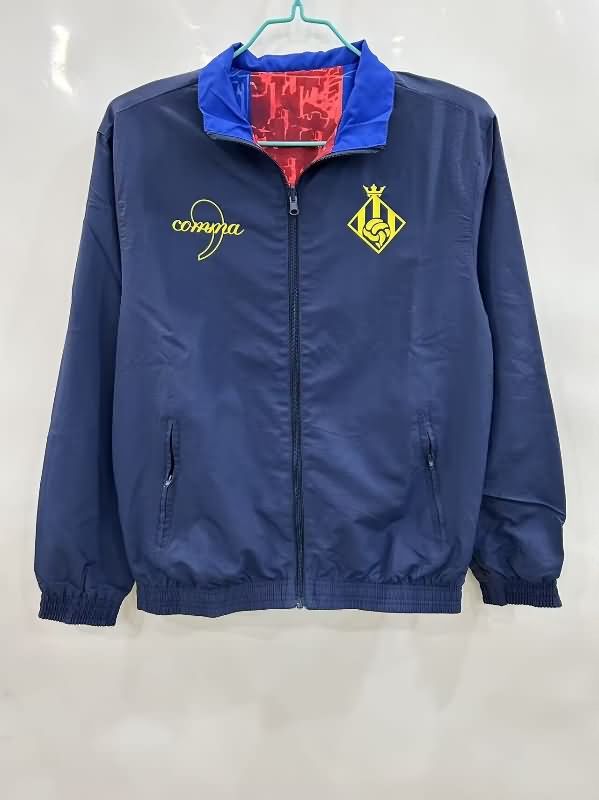 Thailand Quality(AAA) 24/25 Barcelona Red Dark Blue Reversible Soccer Windbreaker