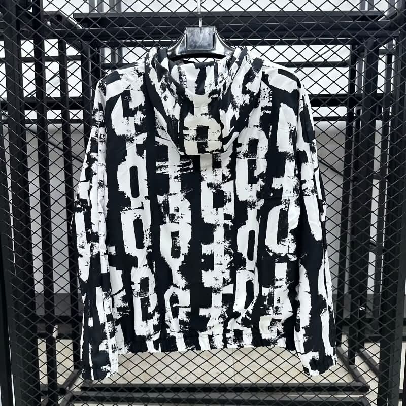Thailand Quality(AAA) 24/25 Barcelona White Black Soccer Windbreaker