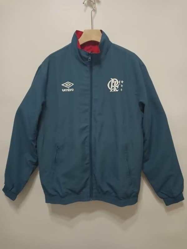 Thailand Quality(AAA) 2024 Flamengo Red Dark Blue Reversible Soccer Windbreaker