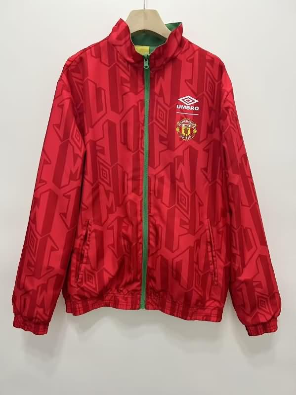 Thailand Quality(AAA) 24/25 Manchester United Green Red Reversible Soccer Windbreaker