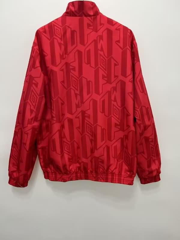 Thailand Quality(AAA) 24/25 Manchester United Green Red Reversible Soccer Windbreaker
