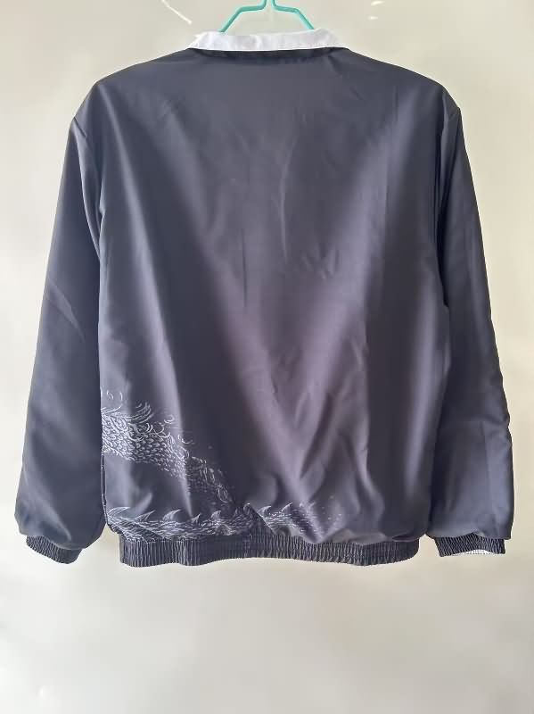 Thailand Quality(AAA) 24/25 Real Madrid Black White Reversible Soccer Windbreaker