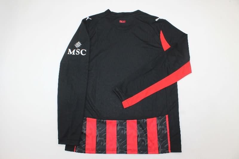 Thailand Quality(AAA) 25/26 AC Milan Home Long Sleeve Soccer Jersey