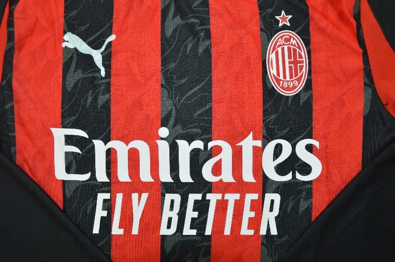 Thailand Quality(AAA) 25/26 AC Milan Home Long Sleeve Soccer Jersey (Player)