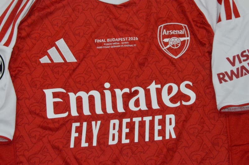 Thailand Quality(AAA) 25/26 Arsenal Home UCL Final Soccer Jersey