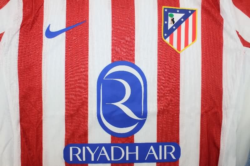 Thailand Quality(AAA) 25/26 Atletico Madrid Home Long Sleeve Soccer Jersey (Player)