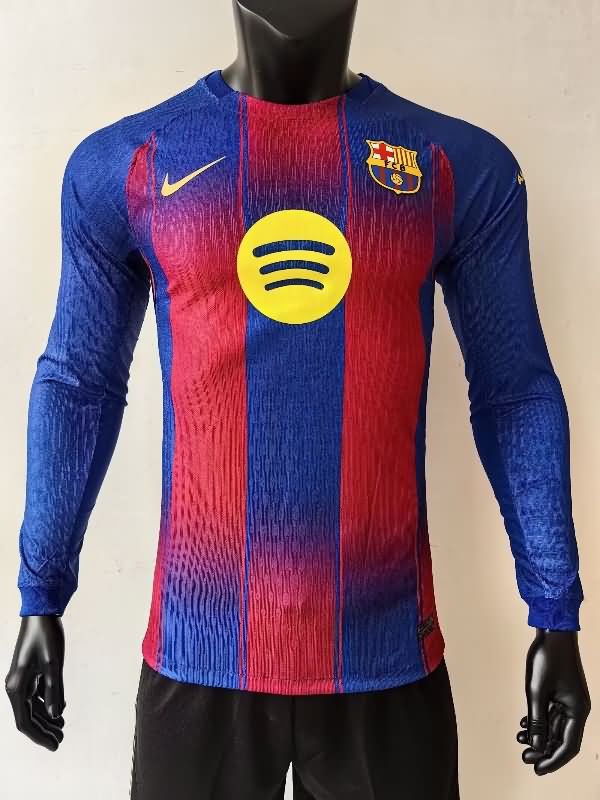 Thailand Quality(AAA) 25/26 Barcelona Home Long Sleeve Soccer Jersey (Player) Leaked
