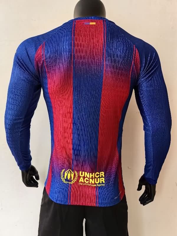 Thailand Quality(AAA) 25/26 Barcelona Home Long Sleeve Soccer Jersey (Player) Leaked