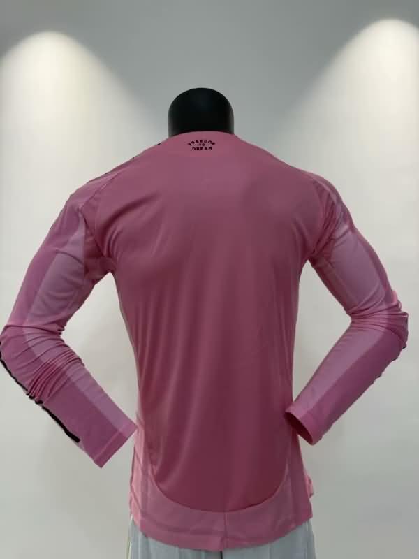 Thailand Quality(AAA) 2025 Inter Miami Home Long Sleeve Soccer Jersey (Player)