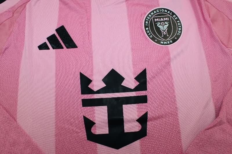 Thailand Quality(AAA) 2025 Inter Miami Home Long Sleeve Soccer Jersey (Player)
