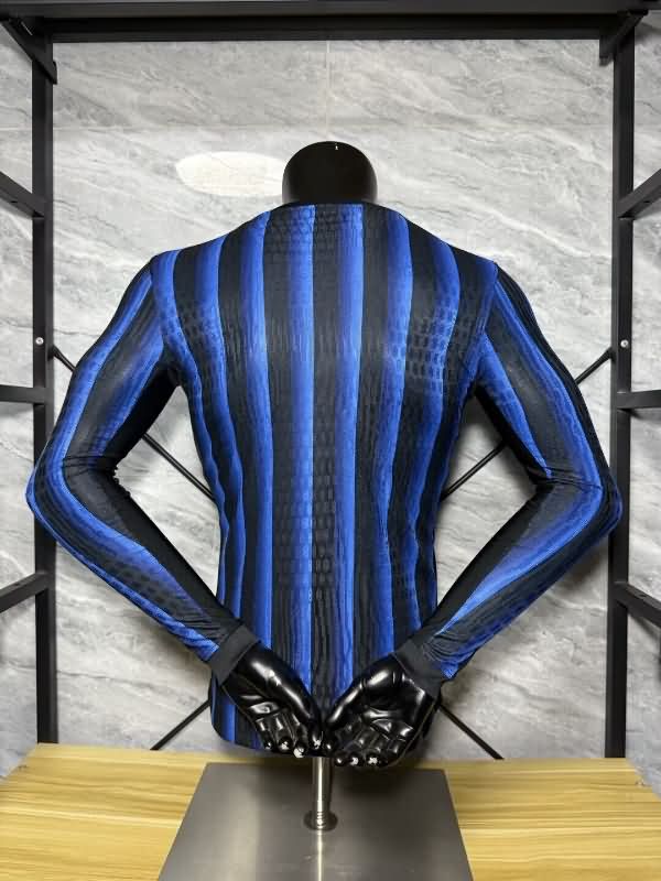 Thailand Quality(AAA) 25/26 Inter Milan Home Long Sleeve Soccer Jersey (Player)