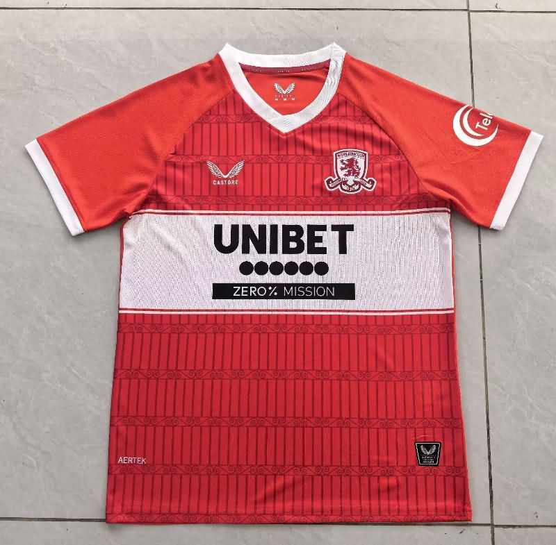 Thailand Quality(AAA) 25/26 Middlesbrough Home Soccer Jersey