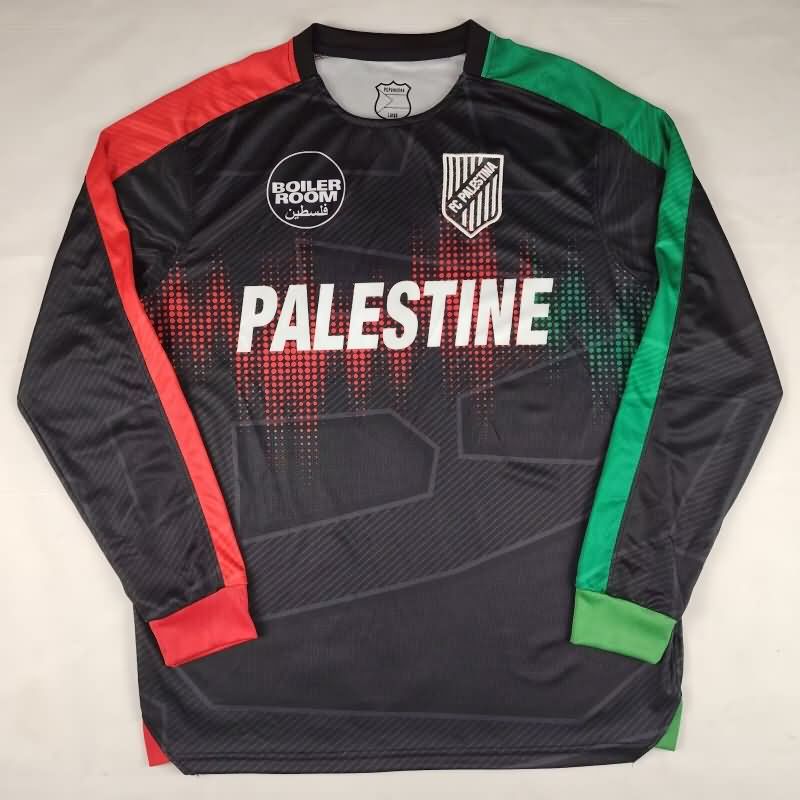 Thailand Quality(AAA) 2025 Palestino Black Long Sleeve Soccer Jersey