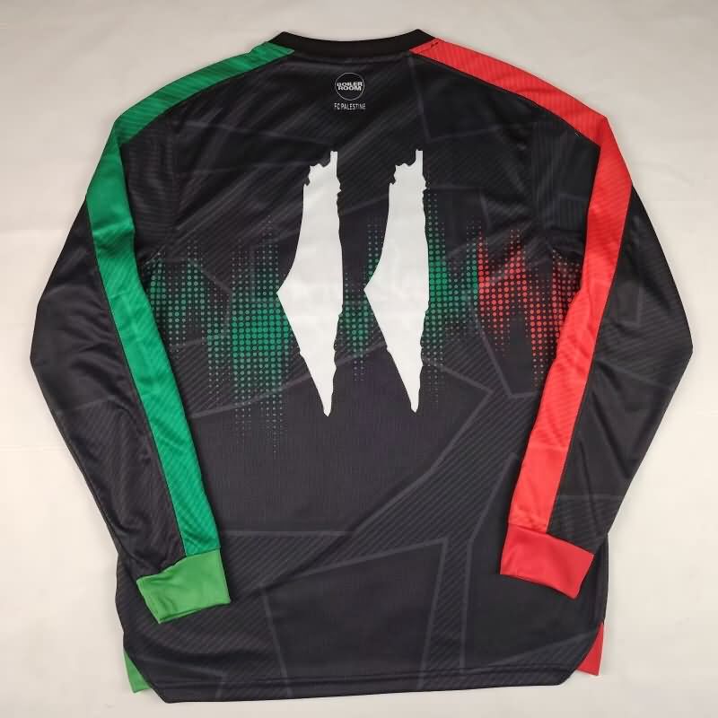 Thailand Quality(AAA) 2025 Palestino Black Long Sleeve Soccer Jersey