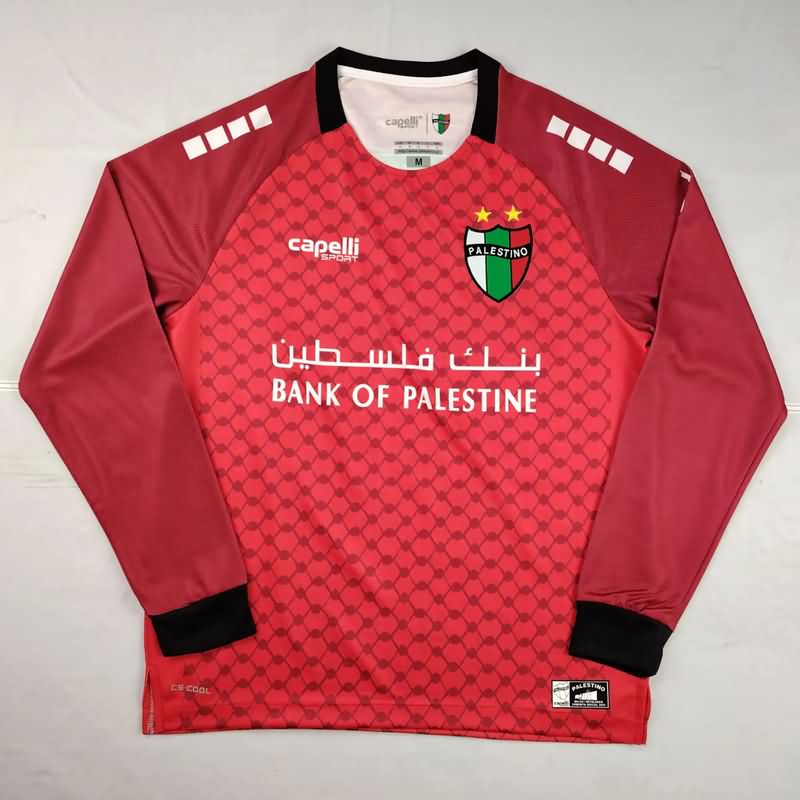 Thailand Quality(AAA) 2025 Palestino Goalkeeper Red Long Sleeve Soccer Jersey