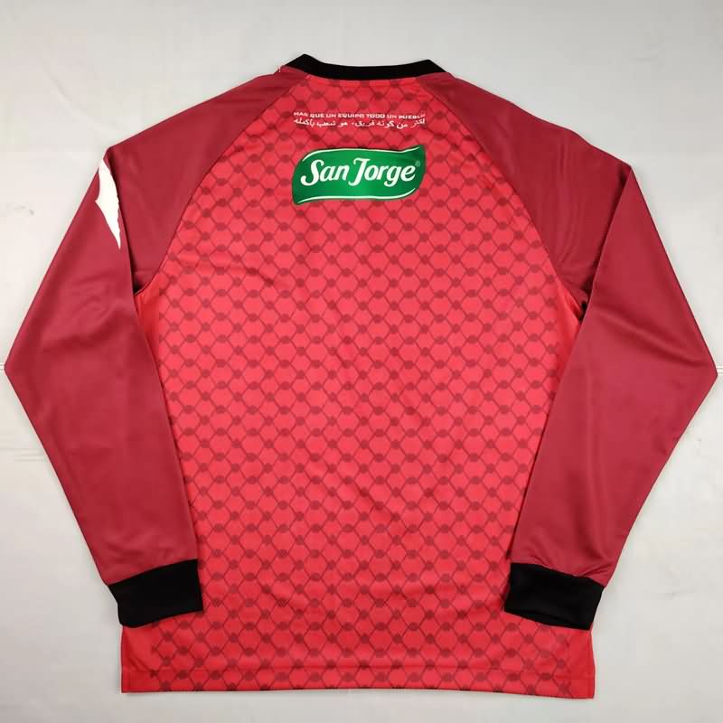 Thailand Quality(AAA) 2025 Palestino Goalkeeper Red Long Sleeve Soccer Jersey