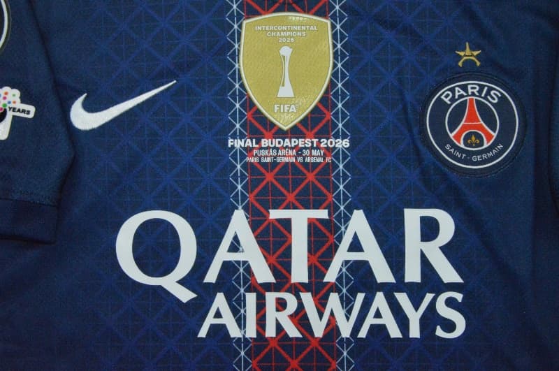 Thailand Quality(AAA) 25/26 Paris St Germain Home UCL Final Soccer Jersey