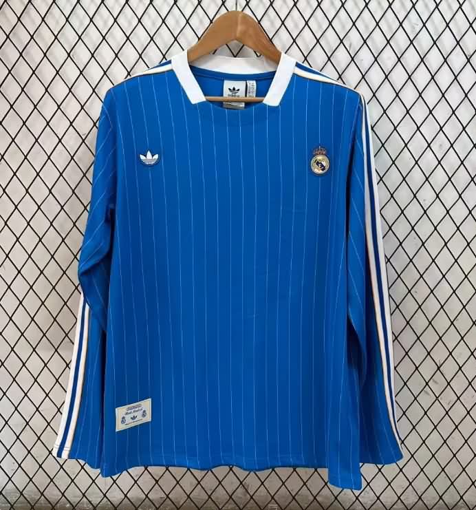 Thailand Quality(AAA) 25/26 Real Madrid Blue Long Sleeve Soccer Jersey