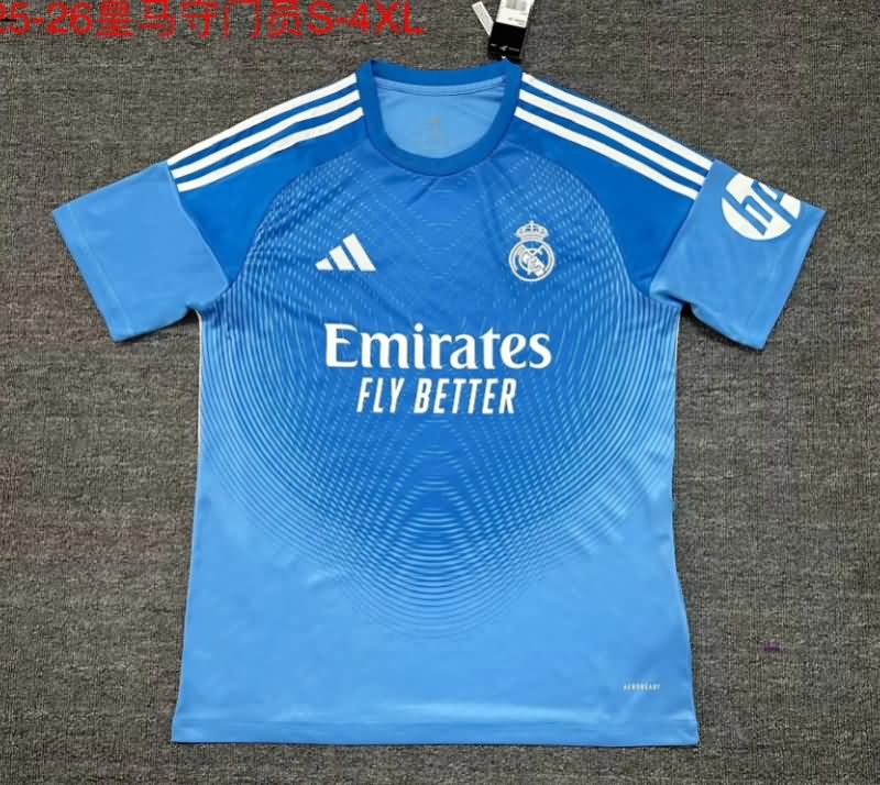 Thailand Quality(AAA) 25/26 Real Madrid Goalkeeper Blue Soccer Jersey