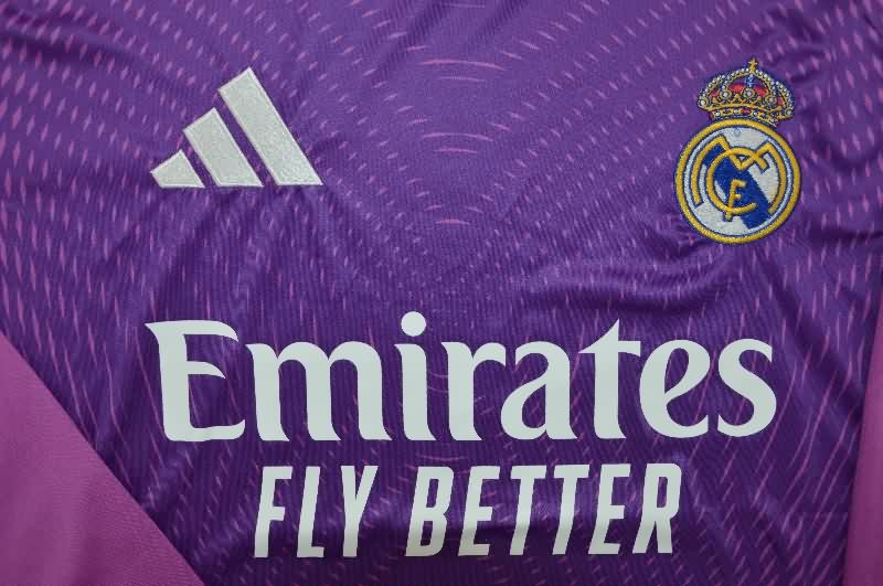 Thailand Quality(AAA) 25/26 Real Madrid Goalkeeper Purple Long Sleeve Soccer Jersey