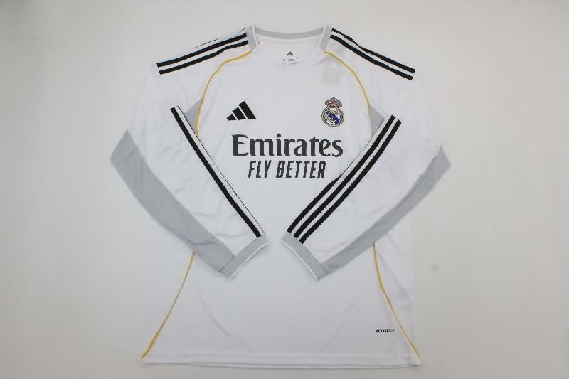 Thailand Quality(AAA) 25/26 Real Madrid Home Long Sleeve Soccer Jersey