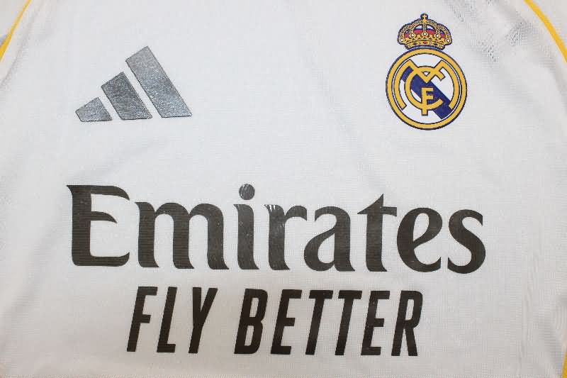Thailand Quality(AAA) 25/26 Real Madrid Home Long Sleeve Soccer Jersey (Player)