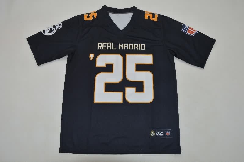 Thailand Quality(AAA) 25/26 Real Madrid Dark Blue NFL Jersey