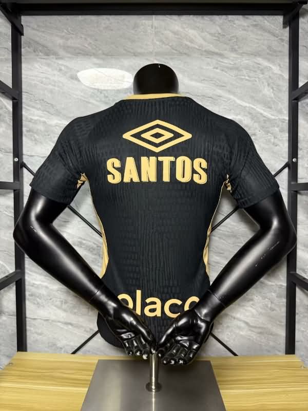 Thailand Quality(AAA) 2025 Santos Black Soccer Jersey (Player) With Sponsor