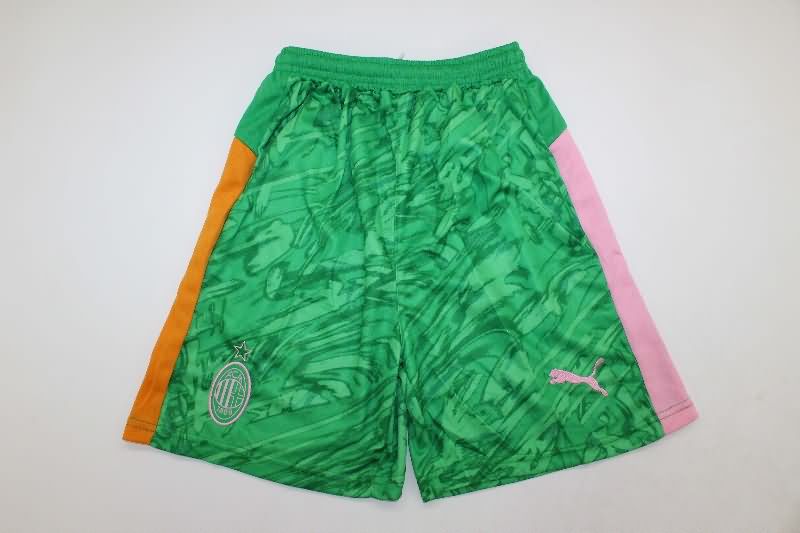 25/26 AC Milan Goalkeeper Green Kids Soccer Jersey And Shorts
