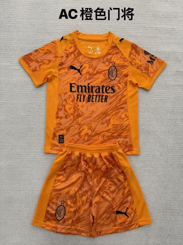 25/26 AC Milan Goalkeeper Orange Kids Soccer Jersey And Shorts