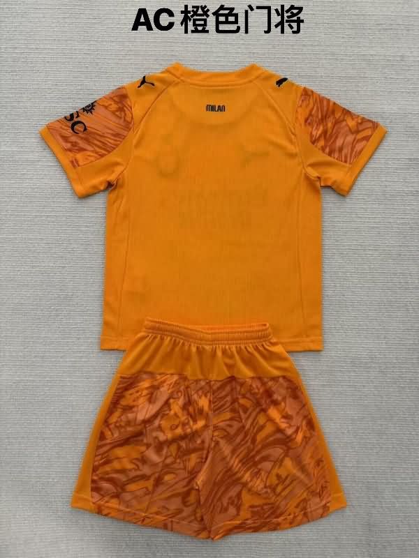 25/26 AC Milan Goalkeeper Orange Kids Soccer Jersey And Shorts