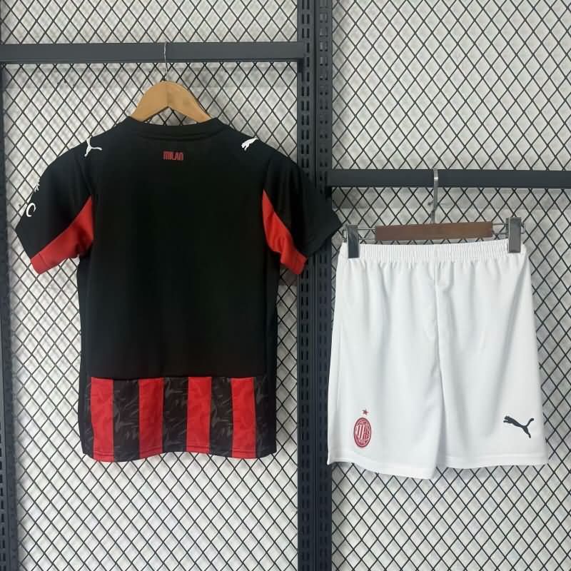 25/26 AC Milan Home Kids Soccer Jersey And Shorts Leaked