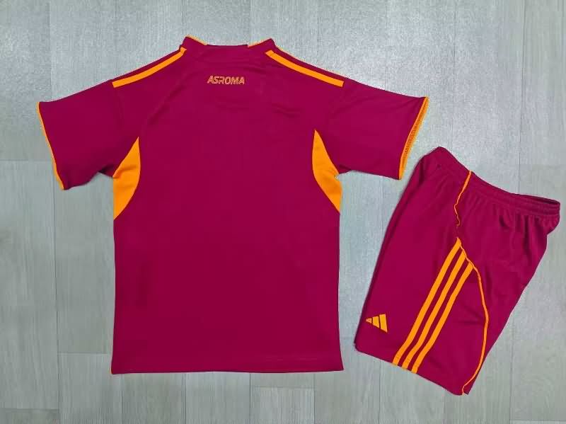 25/26 AS Roma Home Kids Soccer Jersey And Shorts