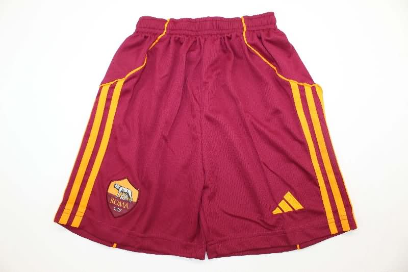 25/26 AS Roma Home Kids Soccer Jersey And Shorts