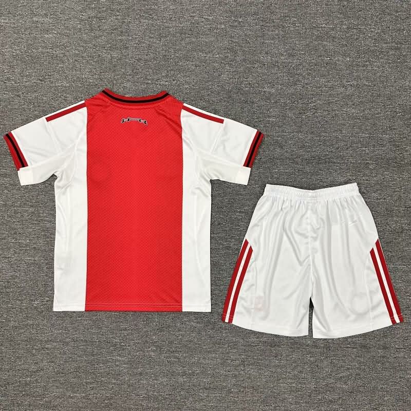 25/26 Ajax Home Kids Soccer Jersey And Shorts