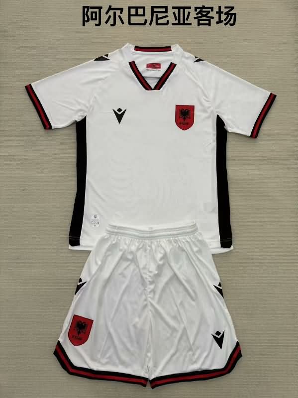 2025 Albania Away Kids Soccer Jersey And Shorts