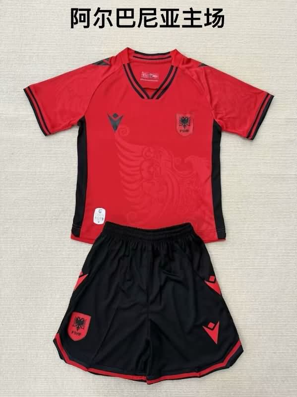 2025 Albania Home Kids Soccer Jersey And Shorts
