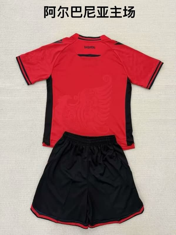 2025 Albania Home Kids Soccer Jersey And Shorts