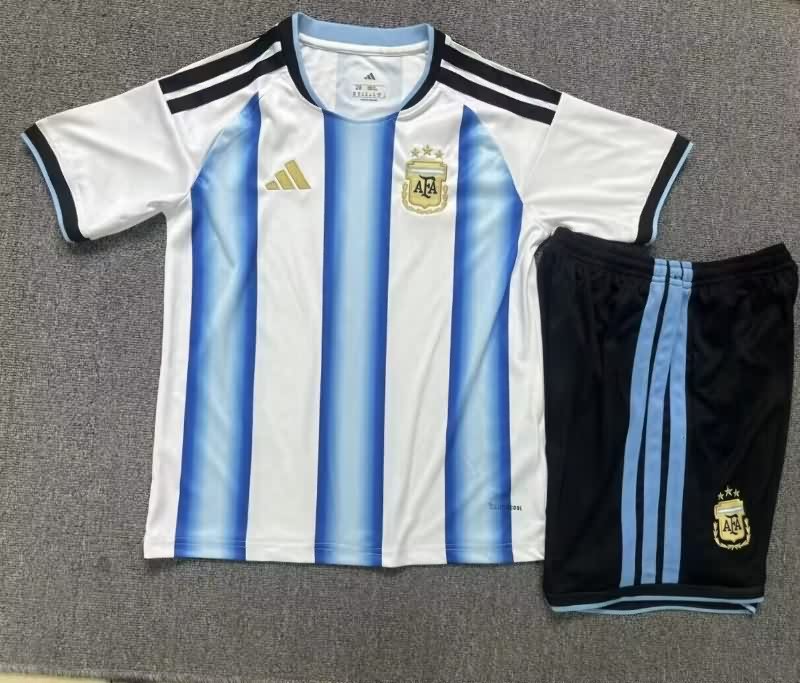 25/26 Argentina Home Kids Soccer Jersey And Shorts