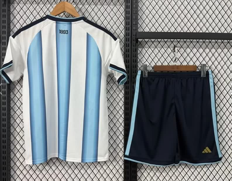2026 Argentina World Cup Home Kids Soccer Jersey And Shorts